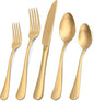SHARECOOK Satin Finish 40-Piece Stainless Steel Flatware Set, Matte Gold by Sharecook