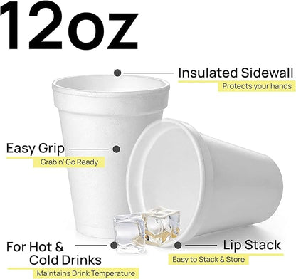 Shop Square 12 Oz Disposable Foam Cups, Made in the USA, To-Go Cups - Image 2