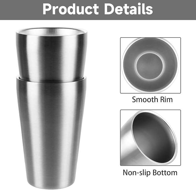 6PCS Stainless Steel Cups 16 oz, Double Wall Vacuum Insulated Stainless Steel - Image 3