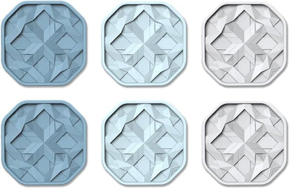 UMIRRO Silicone Cup Coasters for Drinks with Tailored Holder, Coffee Table Centerpiece, Modern Home Bar or Aesthetic Kitchen Essentials, House Decor Gifts, Set of 6, Glacier Blue