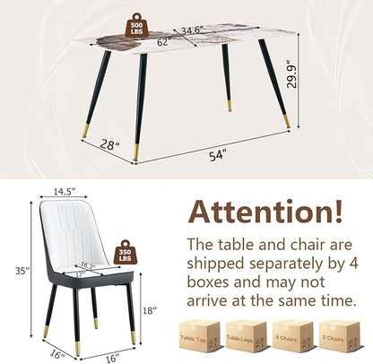 6 Chair Dining Table Set,6 Person Dining Table Set, Sintered Stone Kitchen Table Top and Modern Chairs Set of 6 for Kitchen Dining Room