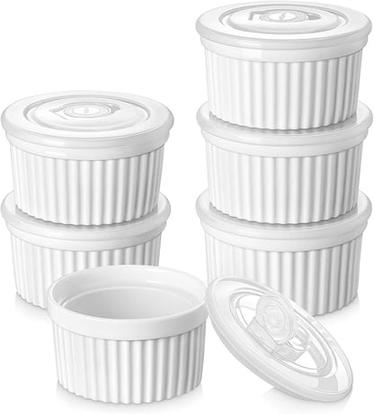 vancasso 8 oz Ramekins with Lid, Porcelain Creme Brulee Souffle Dishes by vancasso