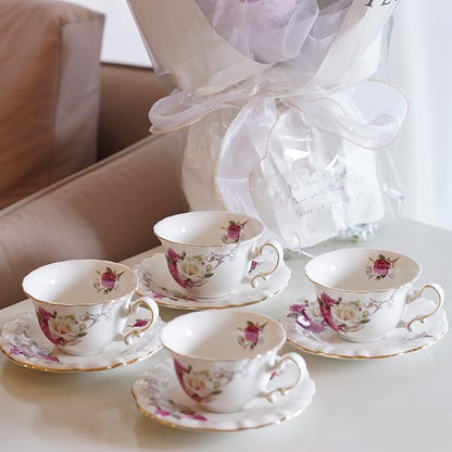 Ceramic Tea Cups Coffee Cup and Saucers Set of 4 - Image 4