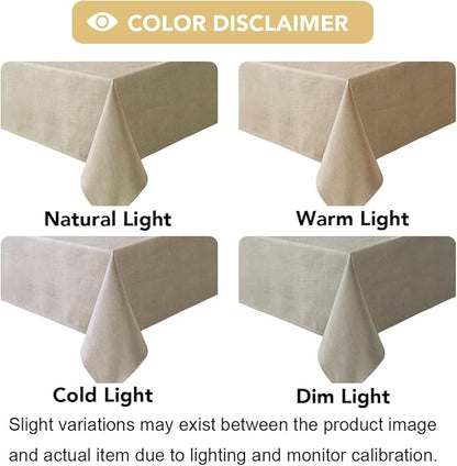 H.VERSAILTEX Linen Textured Table Cloths 60 x 120 Inch Premium Solid Tablecloth Spill-Proof Waterproof Table Cover for Dining Buffet Feature Extra Soft and Thick Fabric Wrinkle Free, Taupe