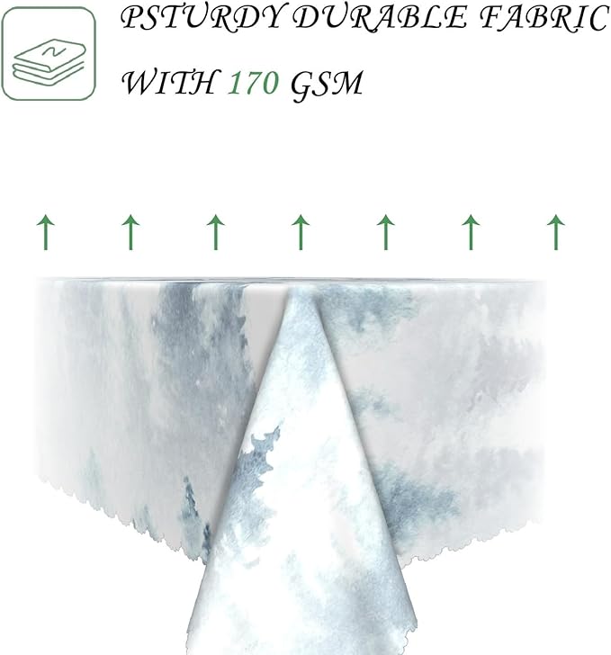 52x70 Inch Nordic Winter Nature Rectangle Tablecloth Misty Foggy Pine Trees Forest Table Cloth Waterproof Stain Resistant Table Cover for Kitchen Dining Picnic BBQ Home Holiday Party