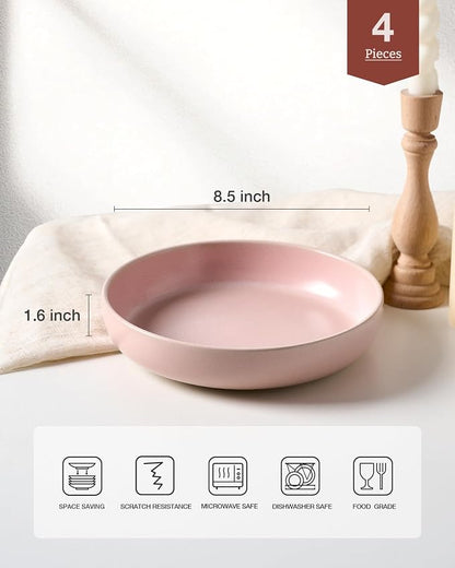famiware Milkyway 33 oz Pasta Bowls Set of 4, Light Pink | Double Reactive Glaze - Image 2