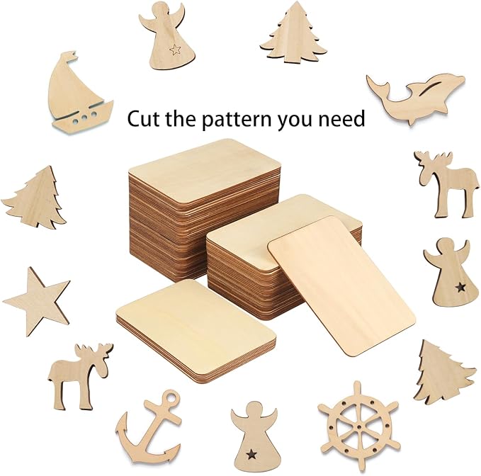 150 PCS Rectangle Unfinished Wood Pieces, 4 x 6 Inch Natural Wood Cutout Tiles - Image 7