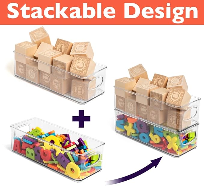ClearSpace Plastic Pantry Organization and Food Storage Bin – Great Kitchen Organization and Kitchen Storage – Fridge Organizer Bins, Pantry Storage – 6 Pack