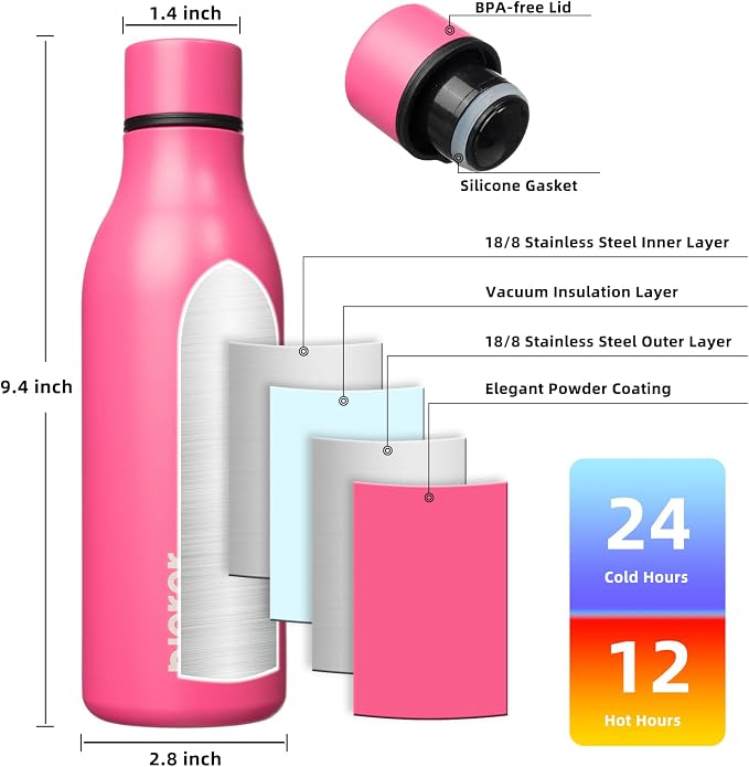 BJPKPK 18oz Insulated Water Bottle, Stainless Steel Bottle - Image 3