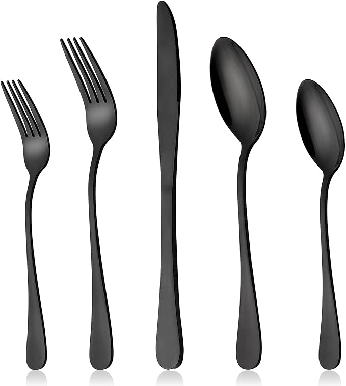 LIANYU Black Flatware Silverware Set, 40-Piece Cutlery Set by LIANYU