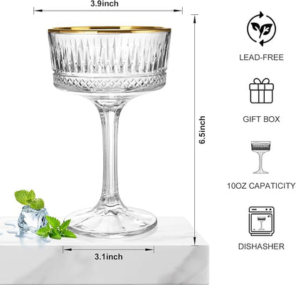 4Pcs Coupe Glasses, 10oz Crystal Martini Glasses - Image 3