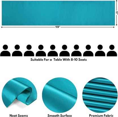 Teal Blue Satin Table Runner, 12x108 Inches, 12 Pack | Premium Satin, Smooth - Image 2