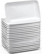 Irenare 20 Pcs 9 Inch Rectangular Salad Plates White Rectangular Porcelain Dessert Plates Appetizer Serving Tray Porcelain Platters for Fruit Sushi Dinner Parties, Microwave, Oven Safe