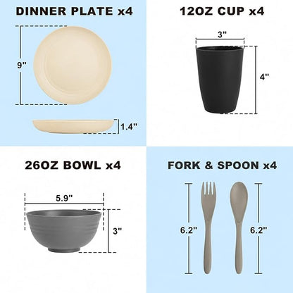 Wheat Straw Dinnerware Sets 20 PCS - Image 2