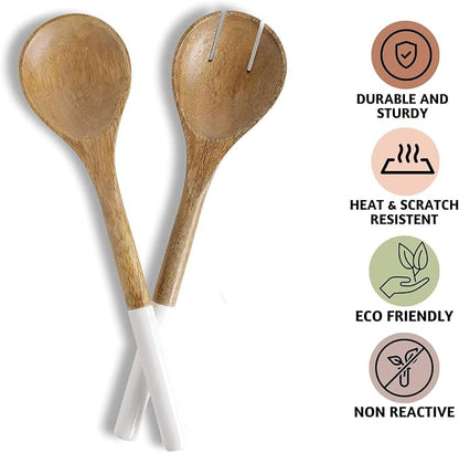 Folkulture Salad Servers or Salad Tongs | Set of 2 Serving Spoons in Kitchen - Image 2