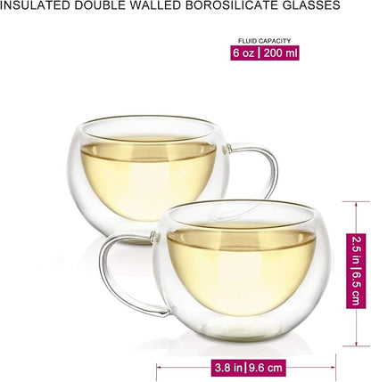 Teabloom Modern Classic Insulated Cups – 6 oz / 200 ml – Set of 2 Double Walled - Image 3