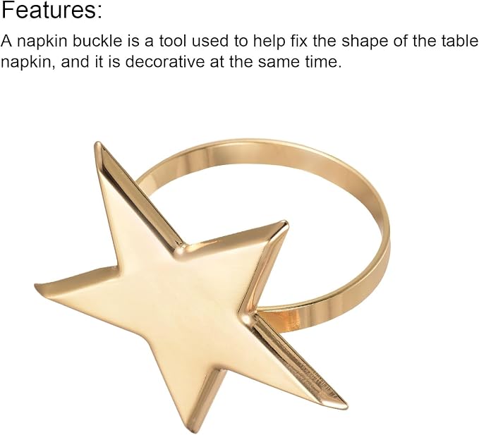 uxcell Metal Napkin Rings Set of 6, Star Napkin Ring Holder Buckle - Image 4