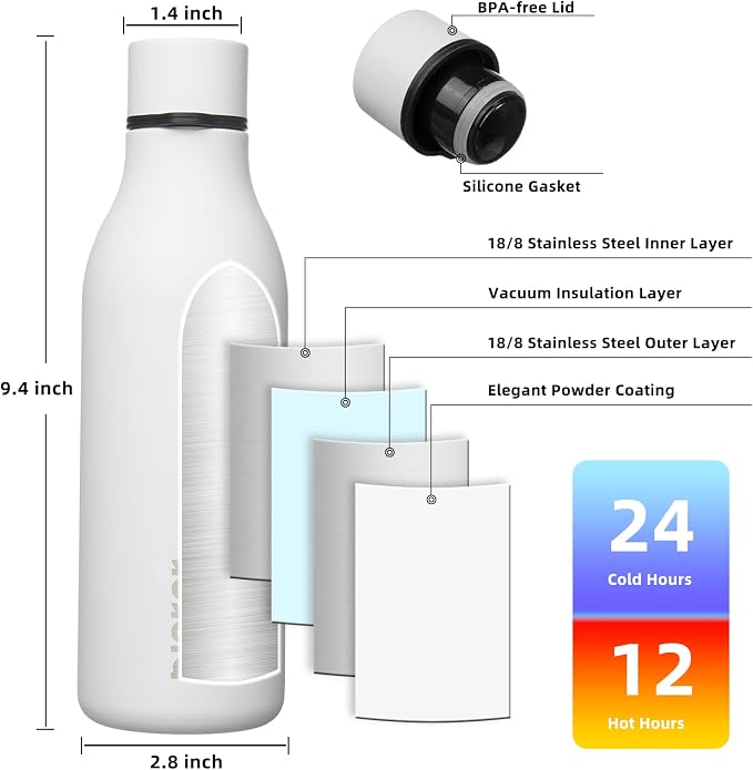 BJPKPK 18oz Insulated Water Bottle, Stainless Steel Bottle - Image 3