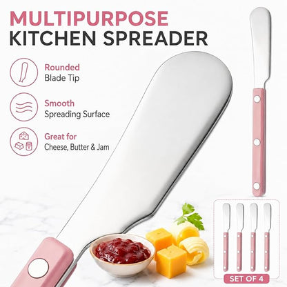 4PCS Stainless Steel Butter Knives Set: 6.3 Inch Cheese Spreader 304 Stainless - Image 3