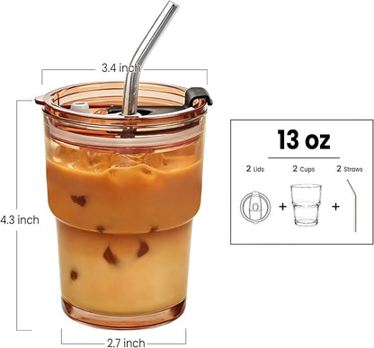 TUZAZO 13 Oz Amber Glass Coffee Tumblers - Image 2