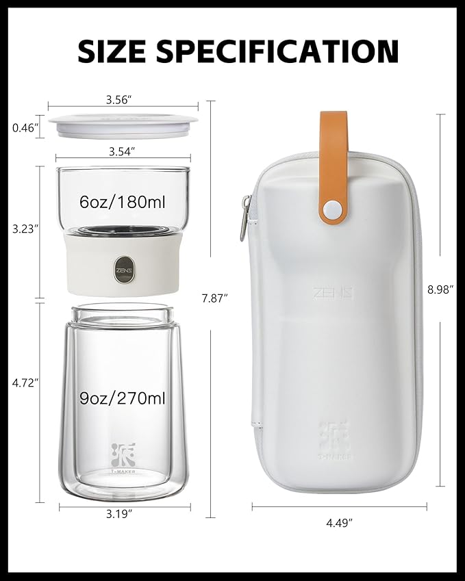 ZENS Modern Glass Infuser Pot, One Touch Tea Maker - Image 4