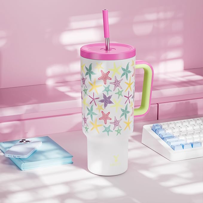 Meoky 40 oz Tumbler with Handle and Straw: Glow in the Dark Tumbler with Lid - Image 7