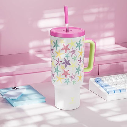 Meoky 40 oz Tumbler with Handle and Straw: Glow in the Dark Tumbler with Lid - Image 7