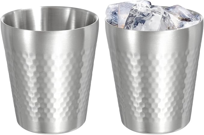uxcell 2 Pcs Stainless Steel Cups, 9oz/260ml Metal Cups Diamond Textured by uxcell