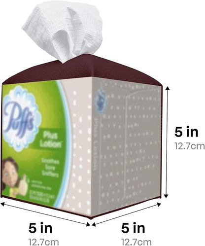 Carrotez Tissue Box Cover, [Refined] Modern PU Leather Square Tissue Box Holder - Decorative Holder/Organizer for Bathroom Vanity Countertop, Night Stands, Office Desk & Car 5"X5"X5" - Wine