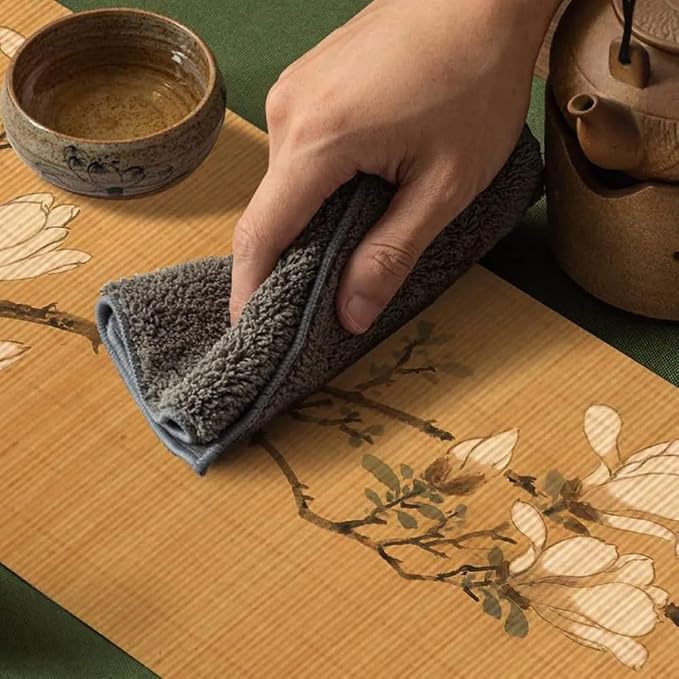 Asian Style Bamboo Table Runner, Ancient Chinese Paintings Zen Table Mat - Image 2