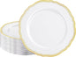 60 Pcs White Gold Dinner Plates by Hioasis