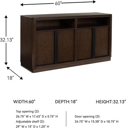 Signature Design by Ashley Kendamor Contemporary Dining Server with Open Cubby and Adjustable Shelves, Dark Brown