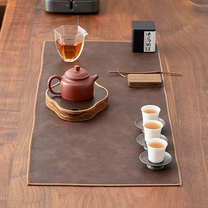 Waterproof PU Leather Table Runner, 13×31.5 Inch Vintage Coffee/Tea Mats by COMFEELING