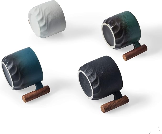 Ceramic Espresso Cups with Wooden Handle Espresso Shot Cups Ceramic Tea Cups - Image 6