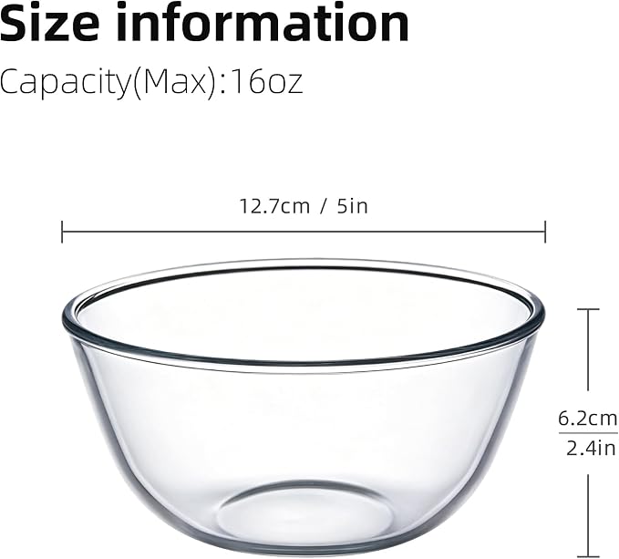 3-Pack Glass Cereal Bowls, 15 oz Clear Glass Bowls - Image 2
