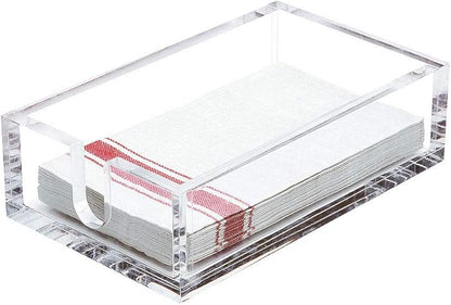 IEEK Acrylic Guest Towel Napkin Holder,Clear Bathroom Paper Hand Towels Storage Tray Modern Buffet Napkin Caddy,Fancy Flat Napkin Holders For Kitchen or Dining Room,9x5.5x2.5 Inch,Pack of 1
