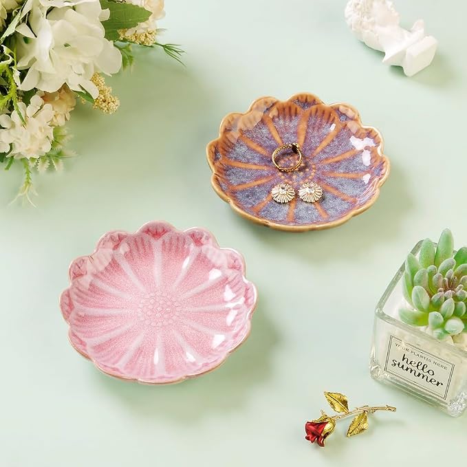 Lotus Ring Holder Dish Small Indoor Ash Tray, Ceramic Dessert Plate Trinket - Image 3