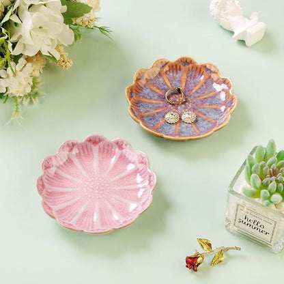 Lotus Ring Holder Dish Small Indoor Ash Tray, Ceramic Dessert Plate Trinket - Image 3