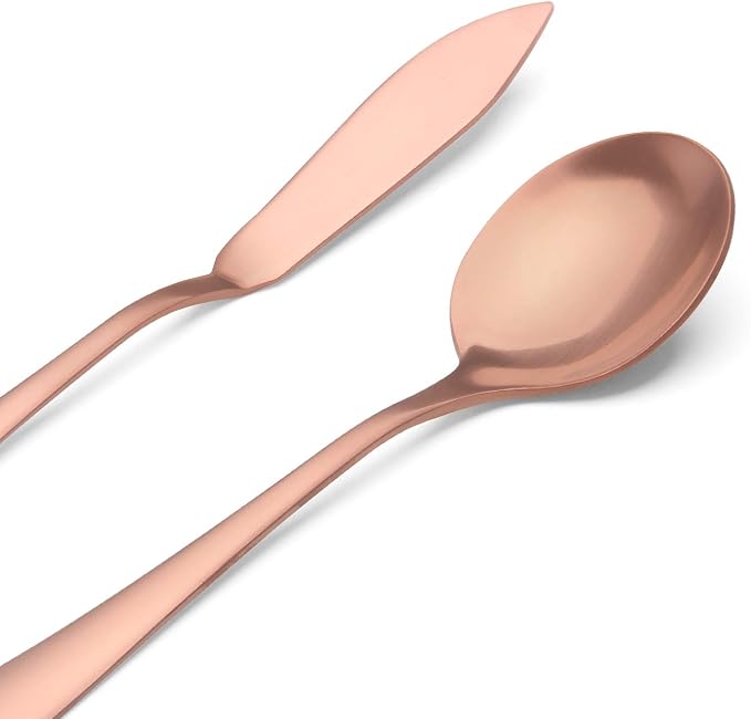 Matte Rose Gold Serving Set，SHARECOOK 5-Piece 18/0 Stainless Steel Large - Image 4