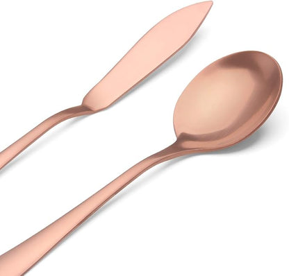 Matte Rose Gold Serving Set，SHARECOOK 5-Piece 18/0 Stainless Steel Large - Image 4