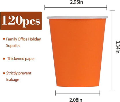 120 Pack 9 oz Disposable Orange Paper Cups - Image 2