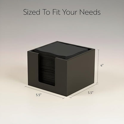 Restaurantware 5.5 x 4 Inch Cocktail Napkin Holder 1 Square Flat Napkin Holder - For Bars Kitchen Tables or Countertops Sturdy Black Bamboo Tissue Napkin Holder Dining Room Decor