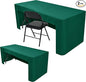 Nasitos 2 Pack Green 6ft Table Cloth Fitted-Open Back Folding Table Cover Washable Fabric and Wrinkle Resistant Table Cloth for Trade Show, Book Fair, Career Fair, Convention, Events