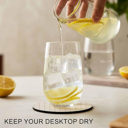 Simple Line White Coasters Set of 4, Non-Slip Cup Coaster Mat - Image 2