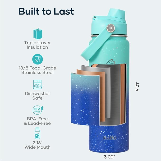 BUZIO 24 oz Insulated Stainless Steel Water Bottle - Image 4