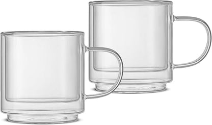 JoyJolt Haven Stackable Double Wall Glass Mugs, Double Wall Glass Coffee Cups - Image 2