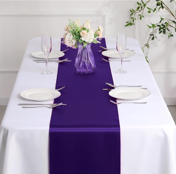 Manyshofu Dark Purple Satin Table Runner 12x108 - Image 8