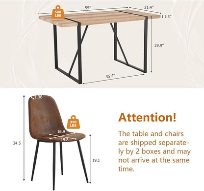 6 Chair Dining Table Set，Dinner Table Set for 6, 55'' Kitchen Table and Suede Nap Fabic Chairs Set of 6, 7 Piece Dining Table Set for Kitchen Dining Room