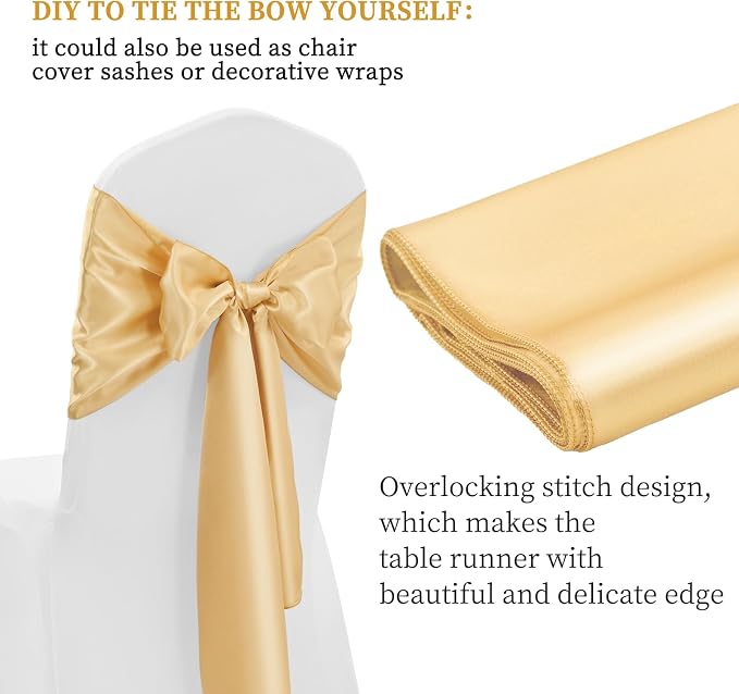 12 Pack Champagne Satin Table Runner 12 x 108 Inch Long Premium Table Runners - Image 3