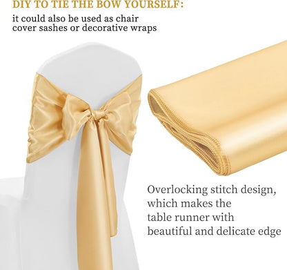 12 Pack Champagne Satin Table Runner 12 x 108 Inch Long Premium Table Runners - Image 3